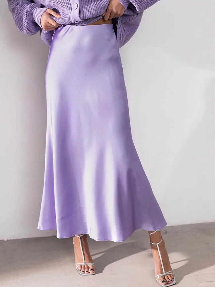 Elegant Satin A-Line Summer Skirt