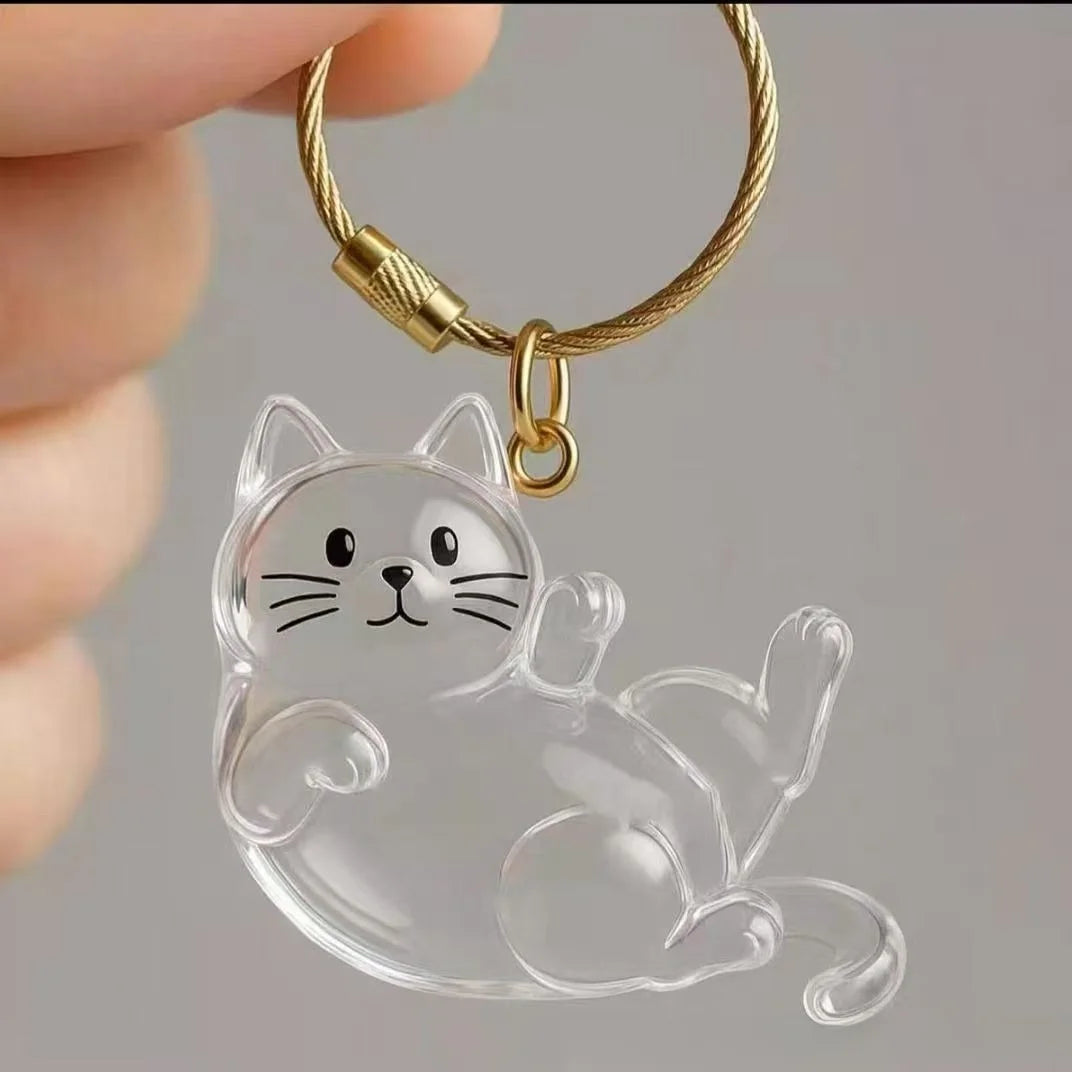 New Cat Hair Storage Keychain Bag Pendant Transparent Pet Fur Keepsake Capsule Souvenir Collection Gift Decoration Accessories