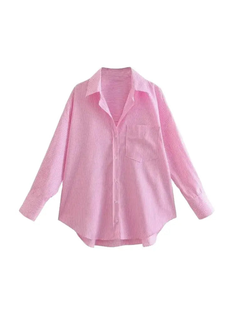 Striped Loose Casual Shirt Women