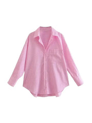 Striped Loose Casual Shirt Women