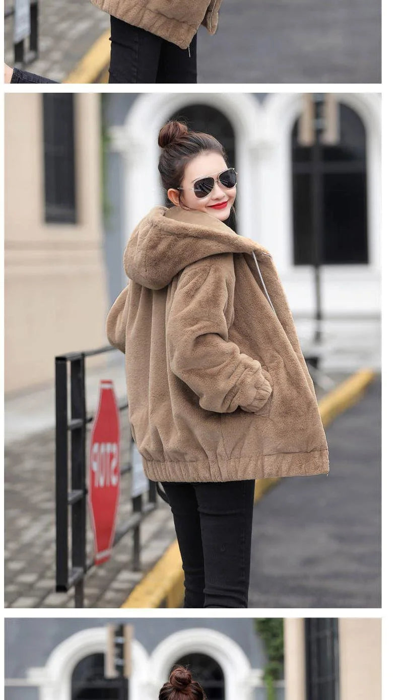 Plush Hooded Flannel Winter Jacket