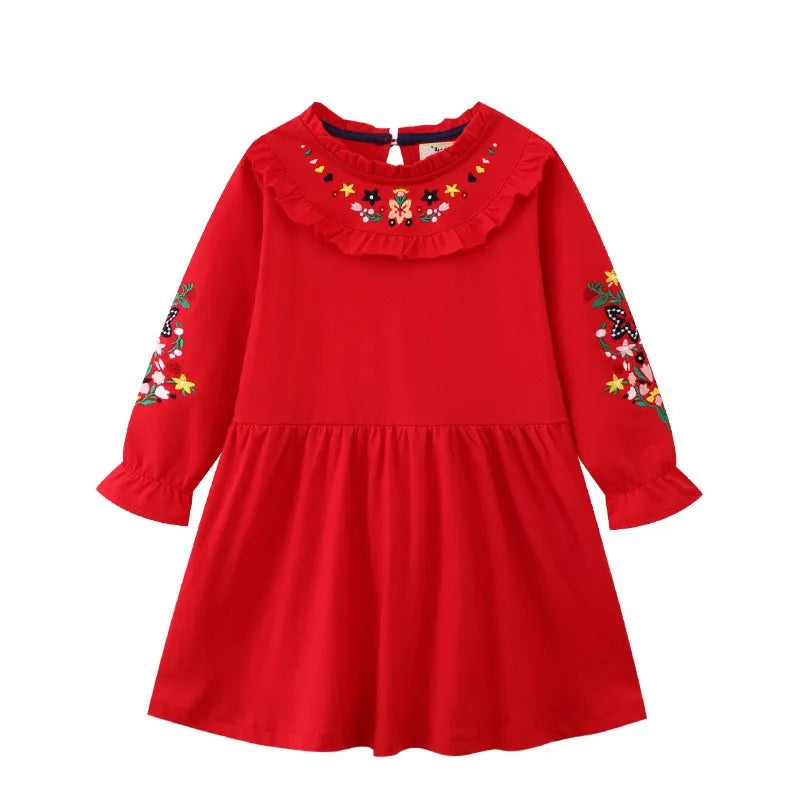 Princess Floral Embroidered Girls Dress