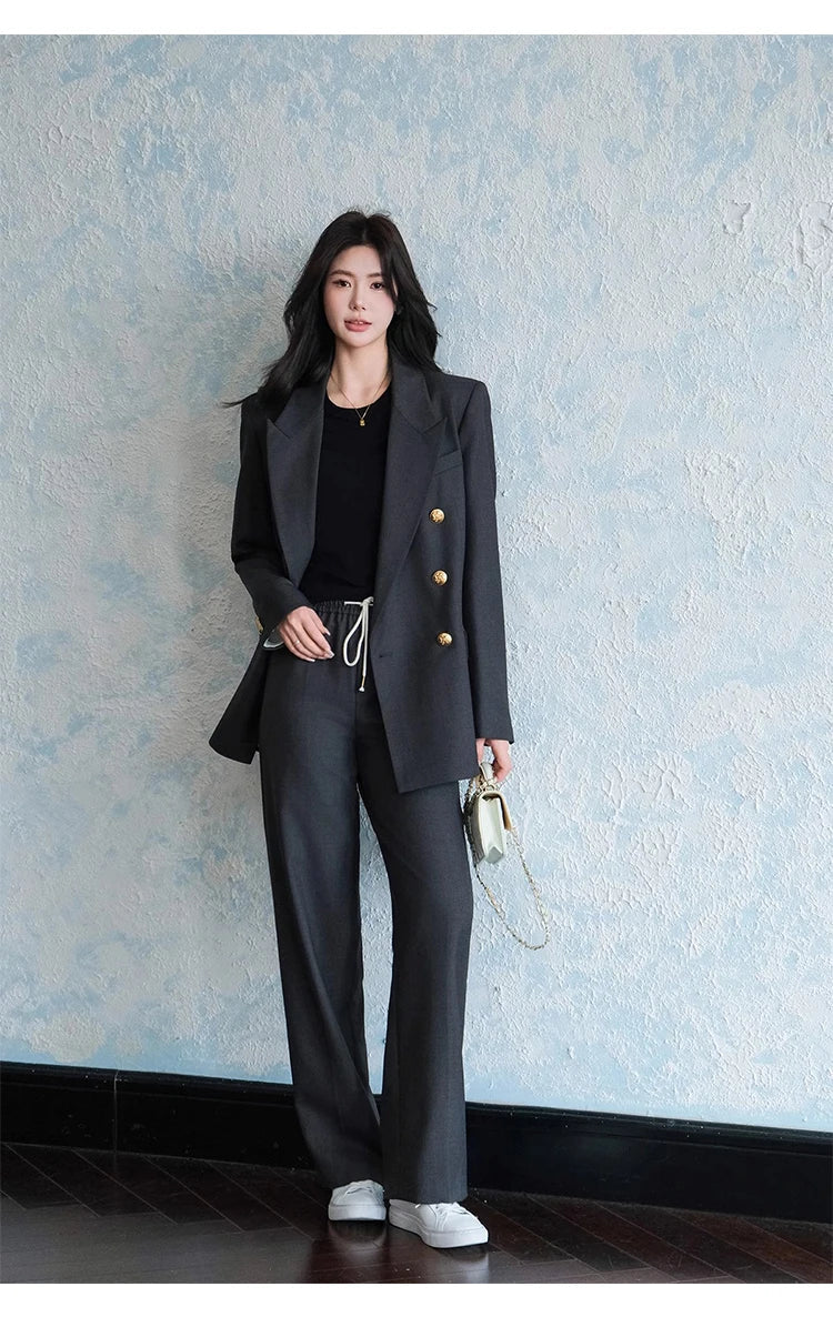 Elegant Peaked Lapel Suit Set