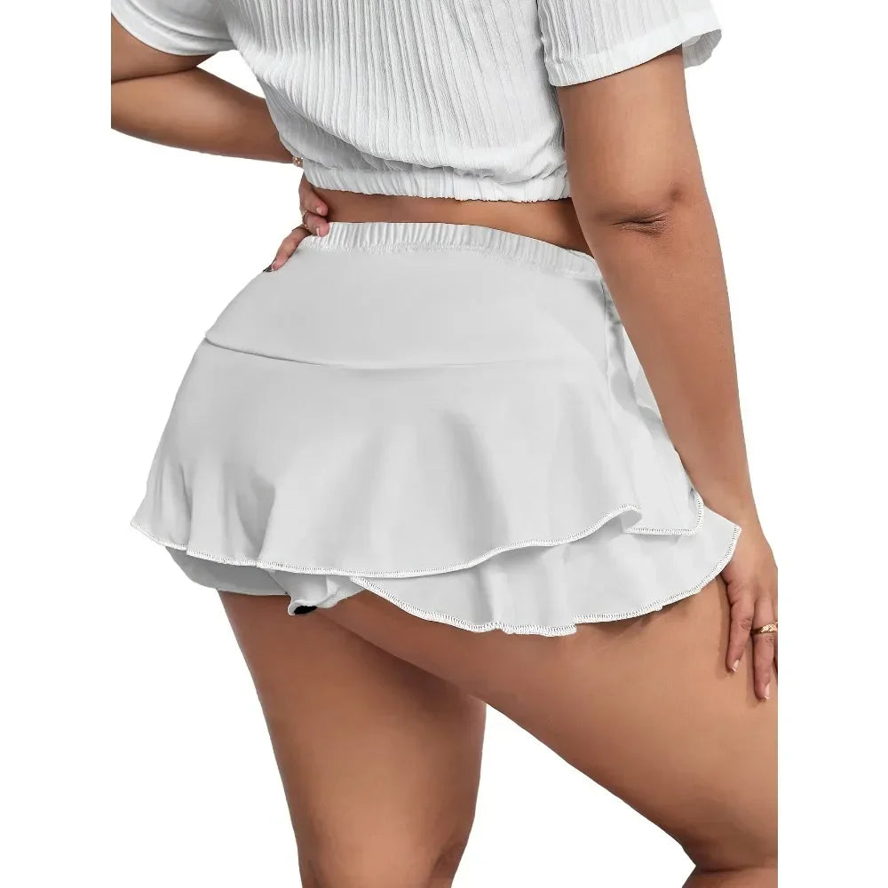 Plus Size 1XL-5XL Women's Skirts Sexy Pleated Home Skirts Skirts with leggings Solid color skirts