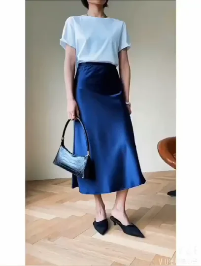 Elegant Satin A-Line Summer Skirt