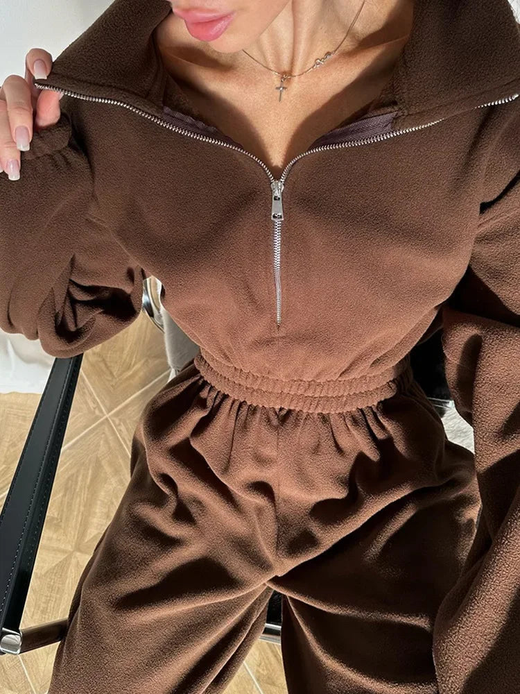 Jumpsuit Women 2026 New Fashionable Long Sleeved Jumpsuit for Women's Casual Half Open Collar Elastic Waist Jumpsuit