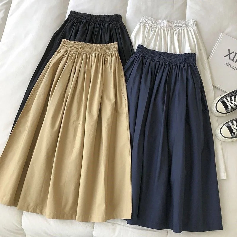 Elegant High Waist Pleated Midi