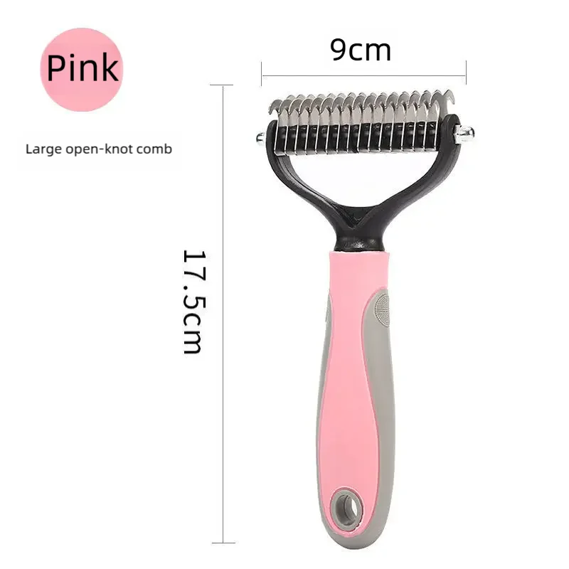 Pet Deshedding Brush Double Sided Pet Grooming Tool for Shedding and Dematting - Stainless Steel Dog Comb with Effective Results