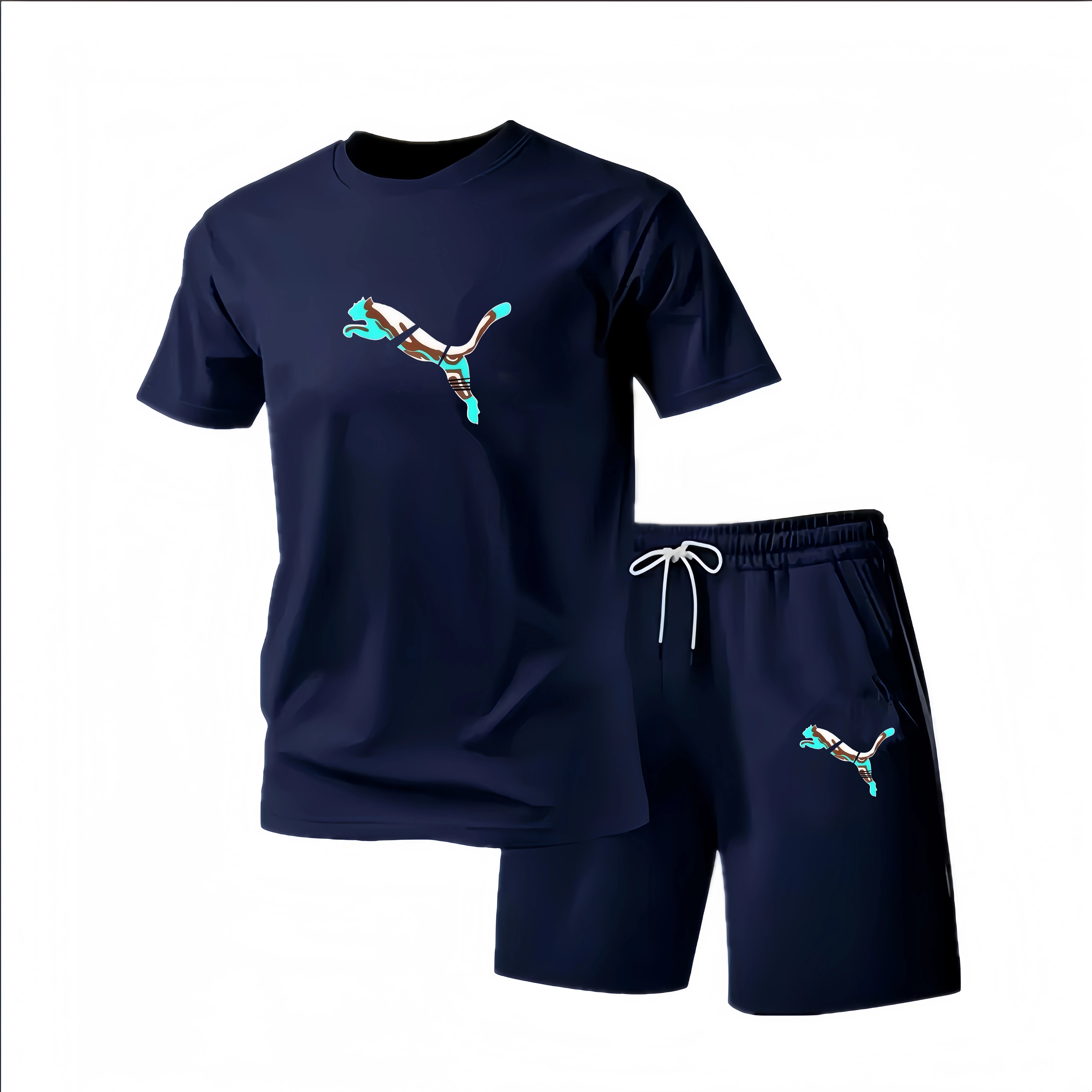 2026 Summer Fashion Men's Tracksuit T-shirt Shorts Set Leisure Short Sleeve Set Jogging Gym Suit Brand Clothing