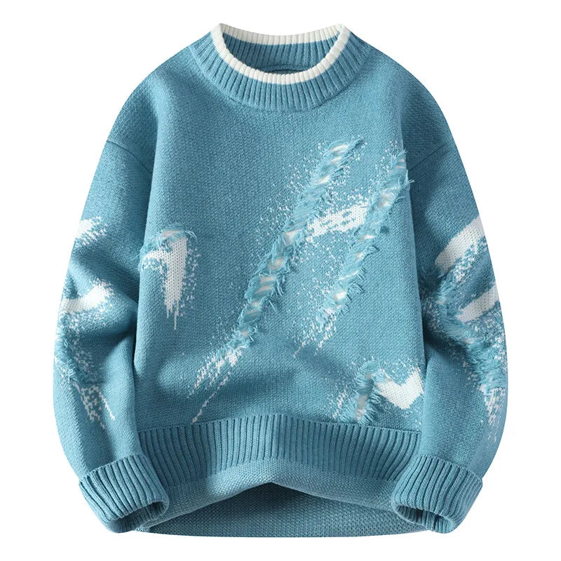 Patchwork Distressed Knit Pullover