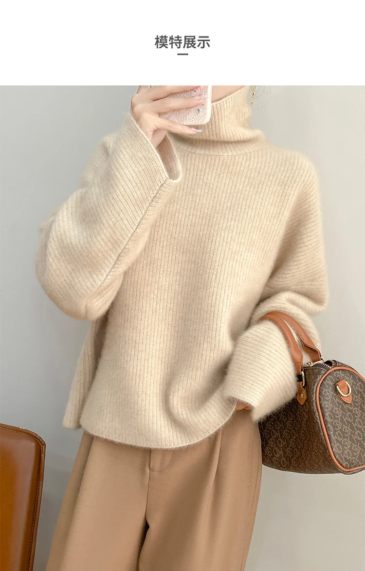 Elegant Merino Turtleneck Knit Sweater