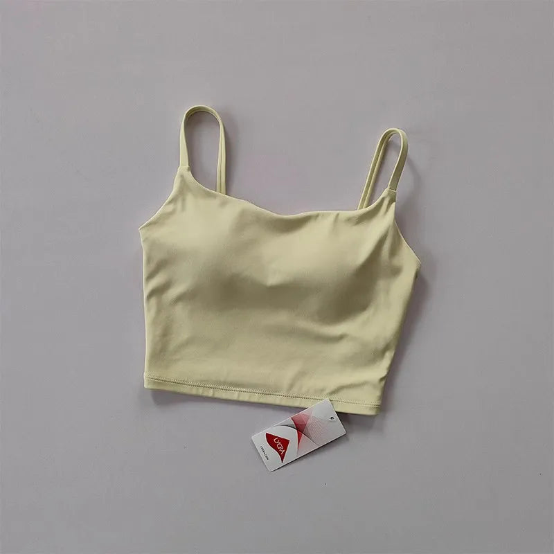 Small Sling Vest Integrated Fixed Gathering Sports Underwear Women's Bra Beauty Back Training Fitness Bra Summer Clothing