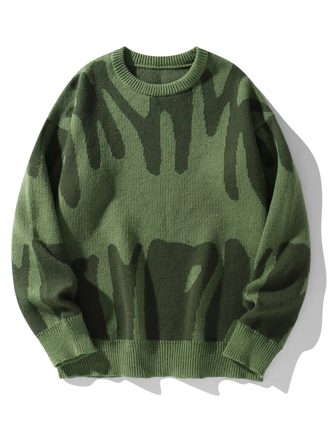 Geometric Knit Contrast Pullover Sweater