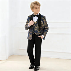 Navy Floral Boys Formal Suit