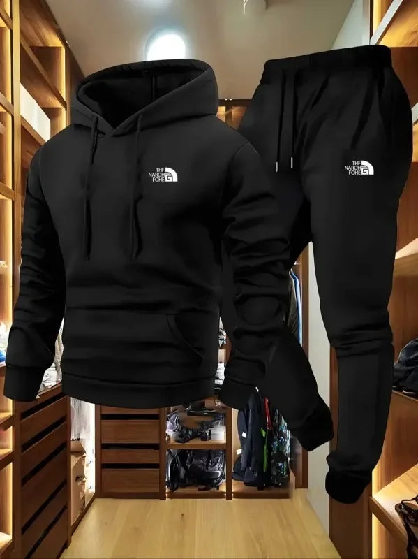 Couple Tracksuit,Printed Hoodie‑Two‑Piece Men Women Set