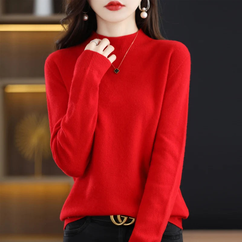 Merino Wool Mock Neck Pullover