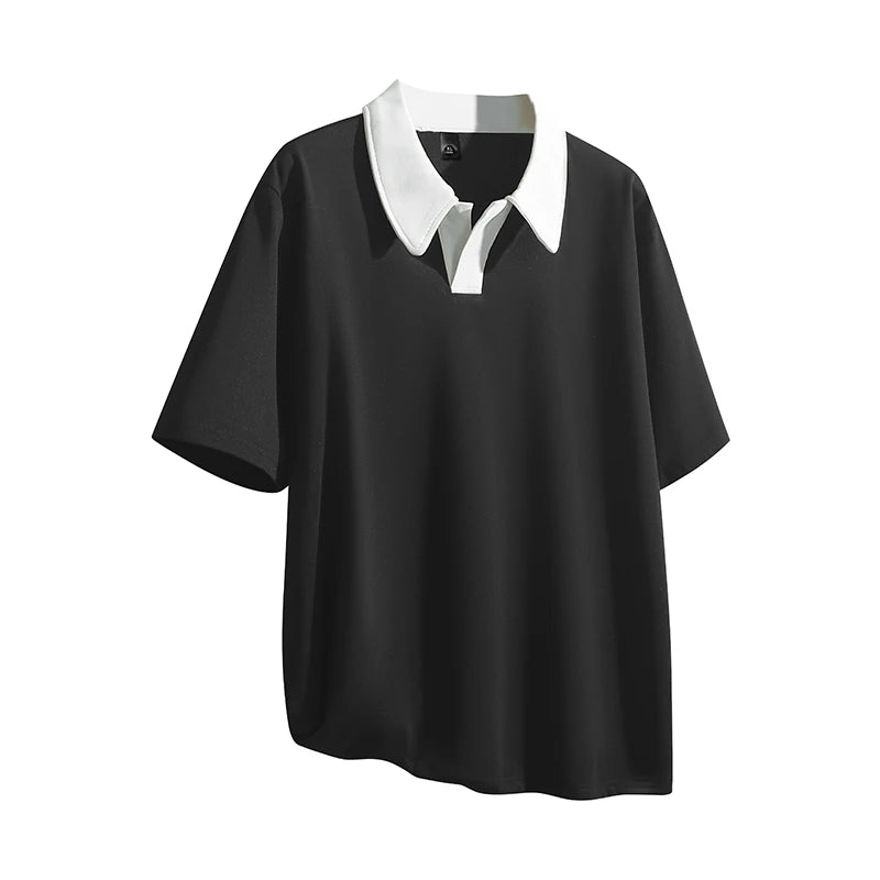 Oversized Contrast Summer Polo Shirt