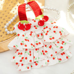 Pet Dress for Dogs & Cats - Layered Cake Style Printed Clothes, Small Medium Breed Apparel, Adorable Summer Outfit