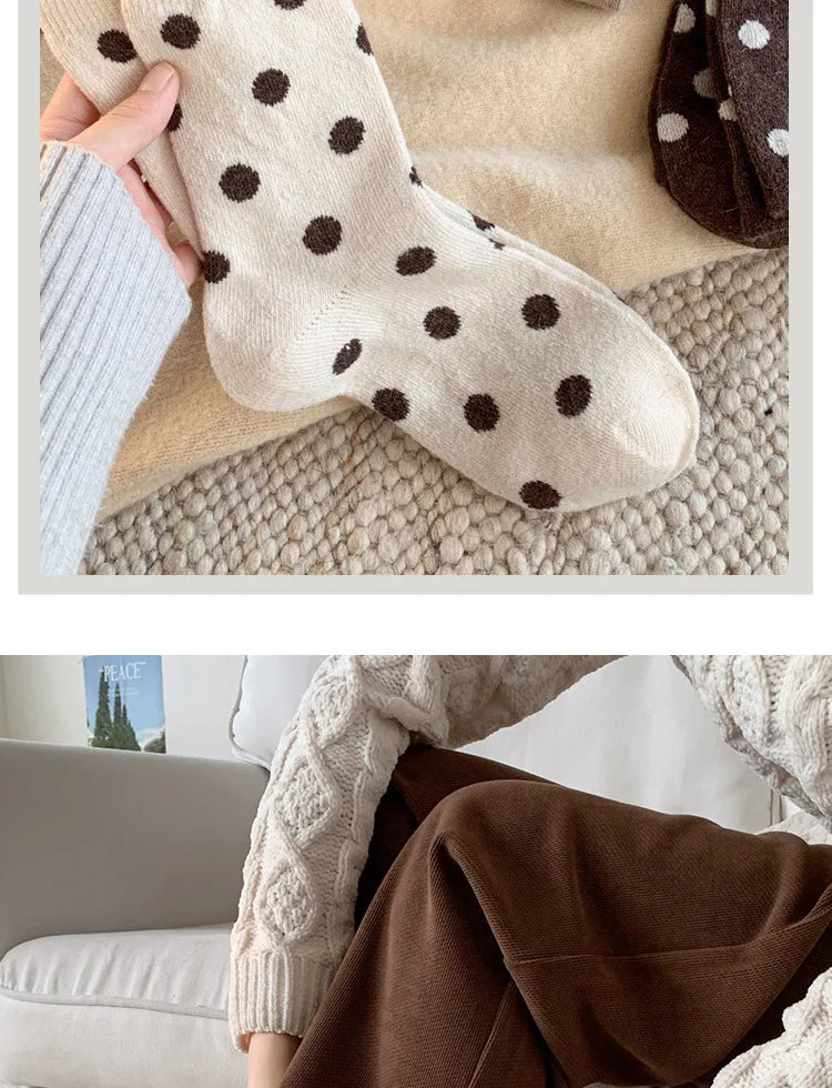 Polka Velvet Winter Socks