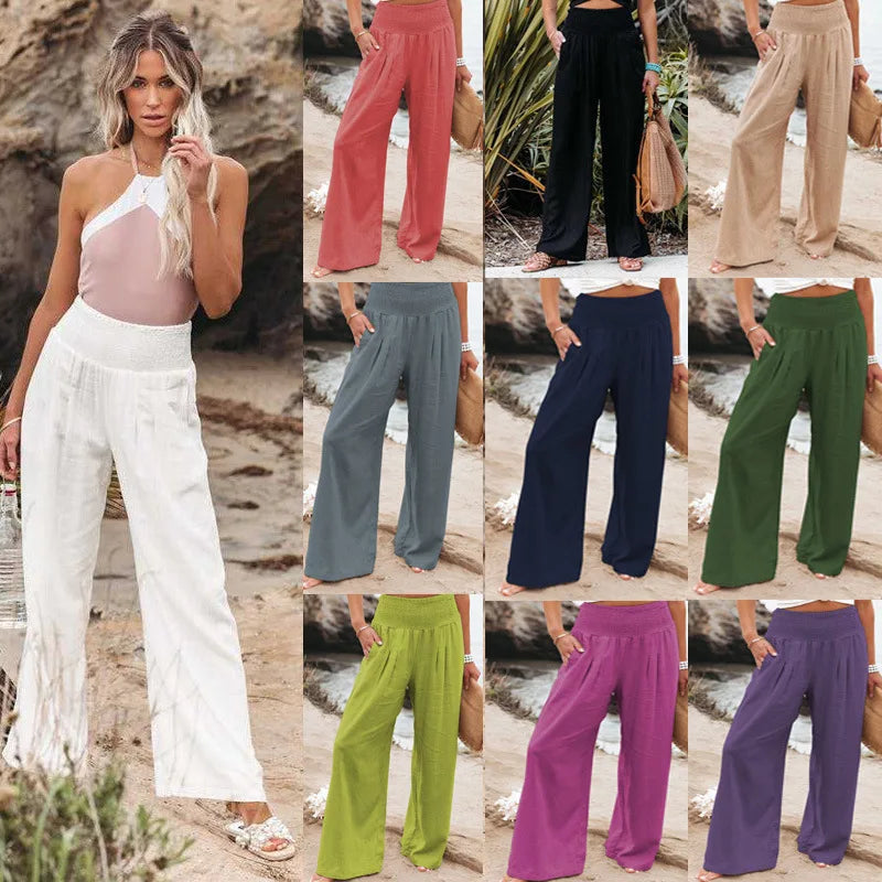 Drawstring Beach Wide Leg Pants