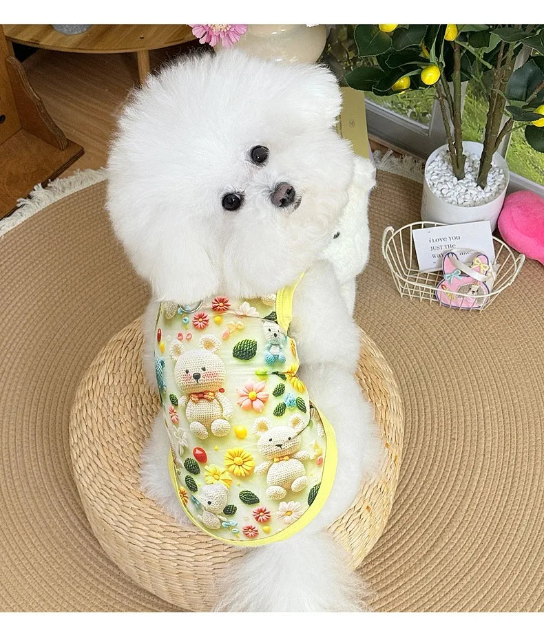 Spring pet apparel: cat & dog clothing - cartoon 3d print, teddy style, cute & breathable, anti-shedding, dropshipping available