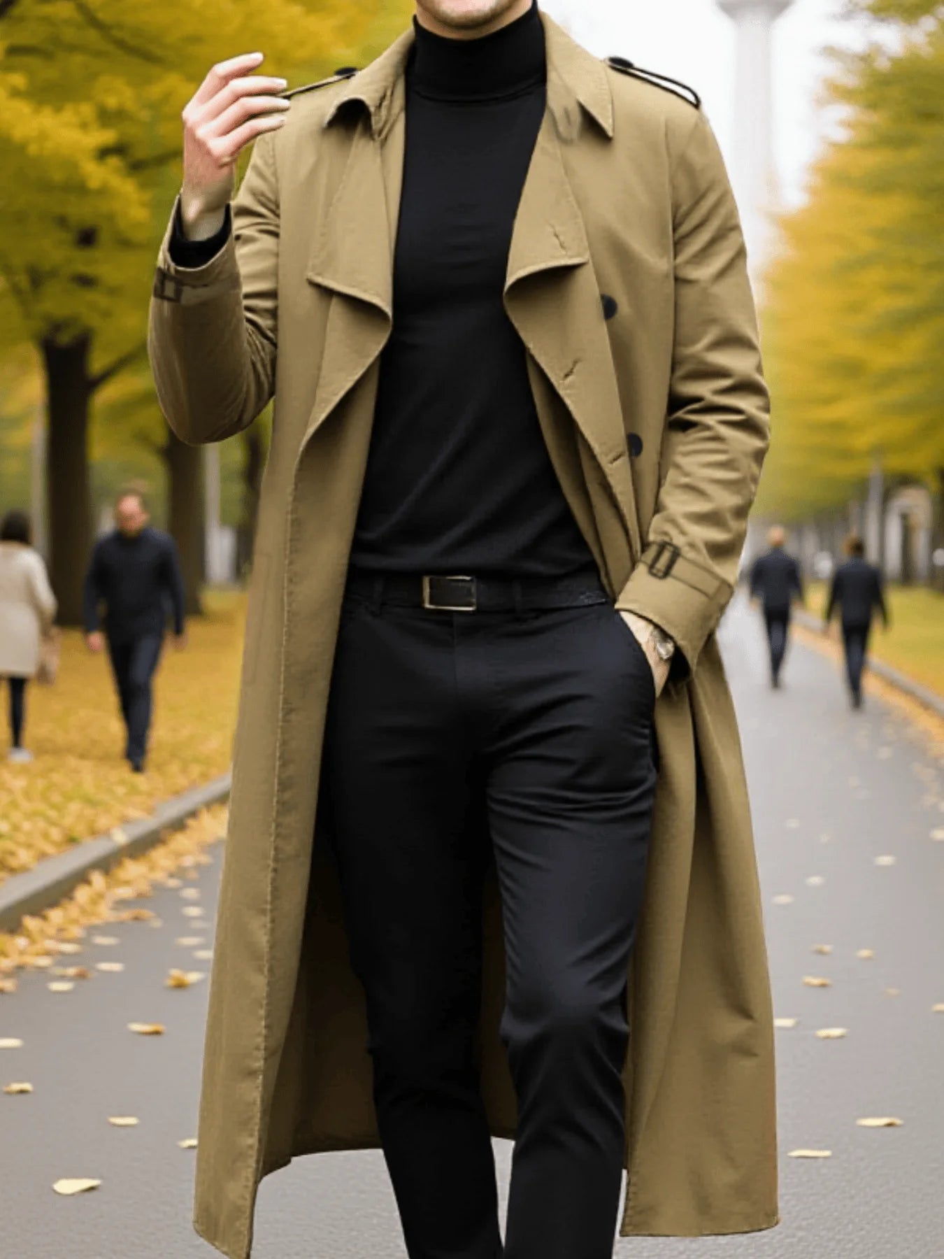 RVHSWDS Double Breasted Long Trench Coat