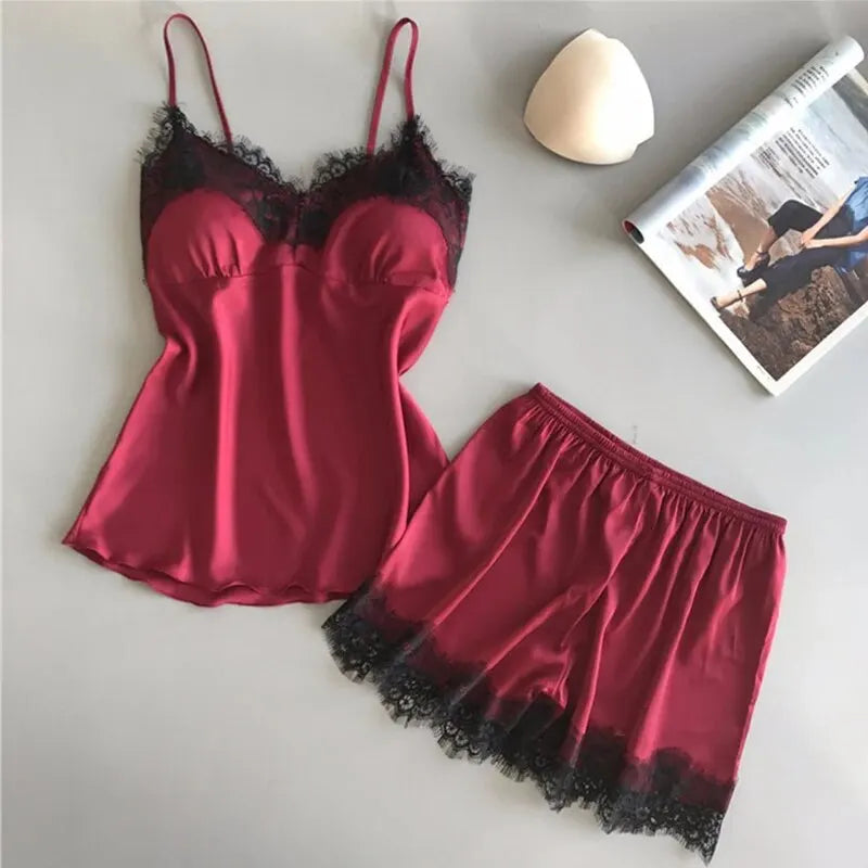 Silk Lace Babydoll Pajama Set