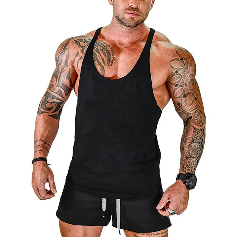Gym T-shirts Muscle Men's Clothes Workout Fitness Shirt Singlets Tank Top Vest Man Sportswear Muscular Bodybuilding Stringer