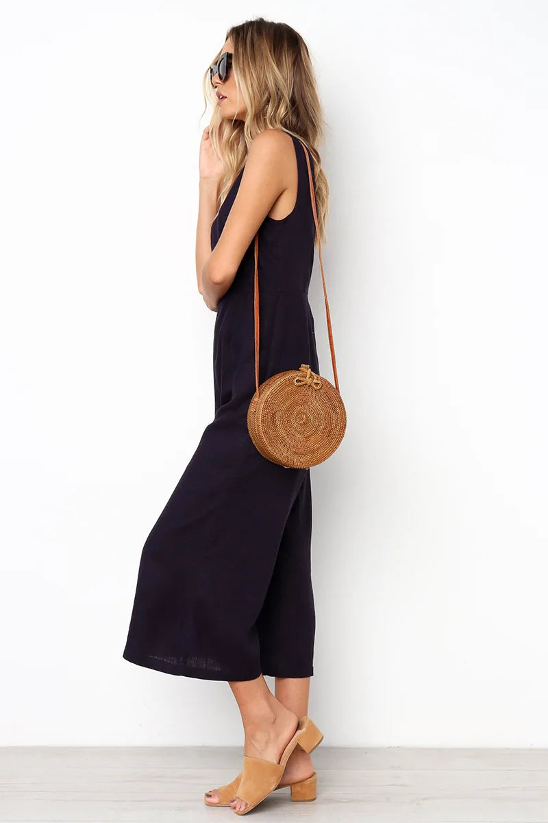 Urban V-Neck Streetwear Jumpsuit
