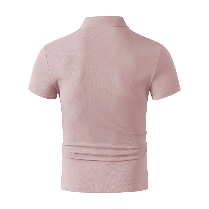 2026 New Men's Casual and Fashionable Simple Collared Short Sleeved Polo Shirt Summer Comfortable Breathable and Versatile Top
