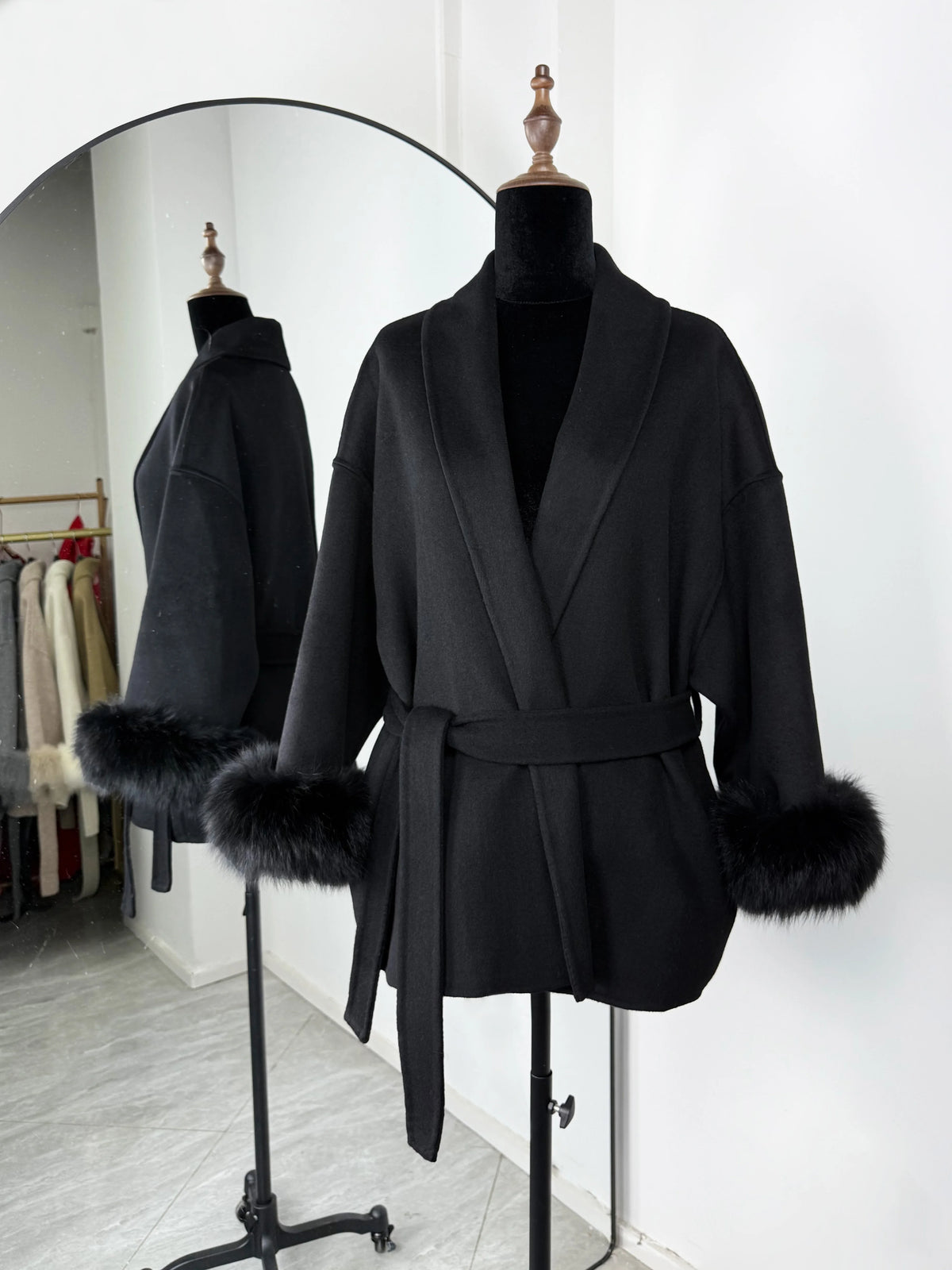 Fox Fur Woolen Coats Women's Short Coat Office Lady Removable Elegant Double-sided Wool Overcoat 2025 New Cardigan Jacket