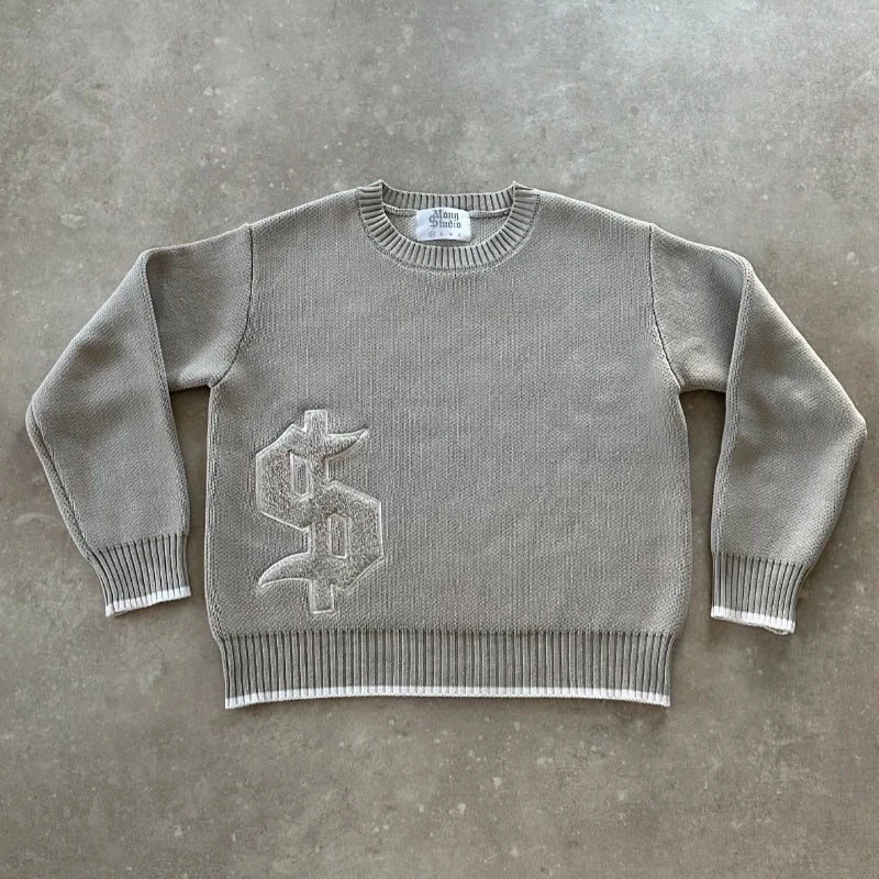 Oversized Gothic Embroidered Sweater