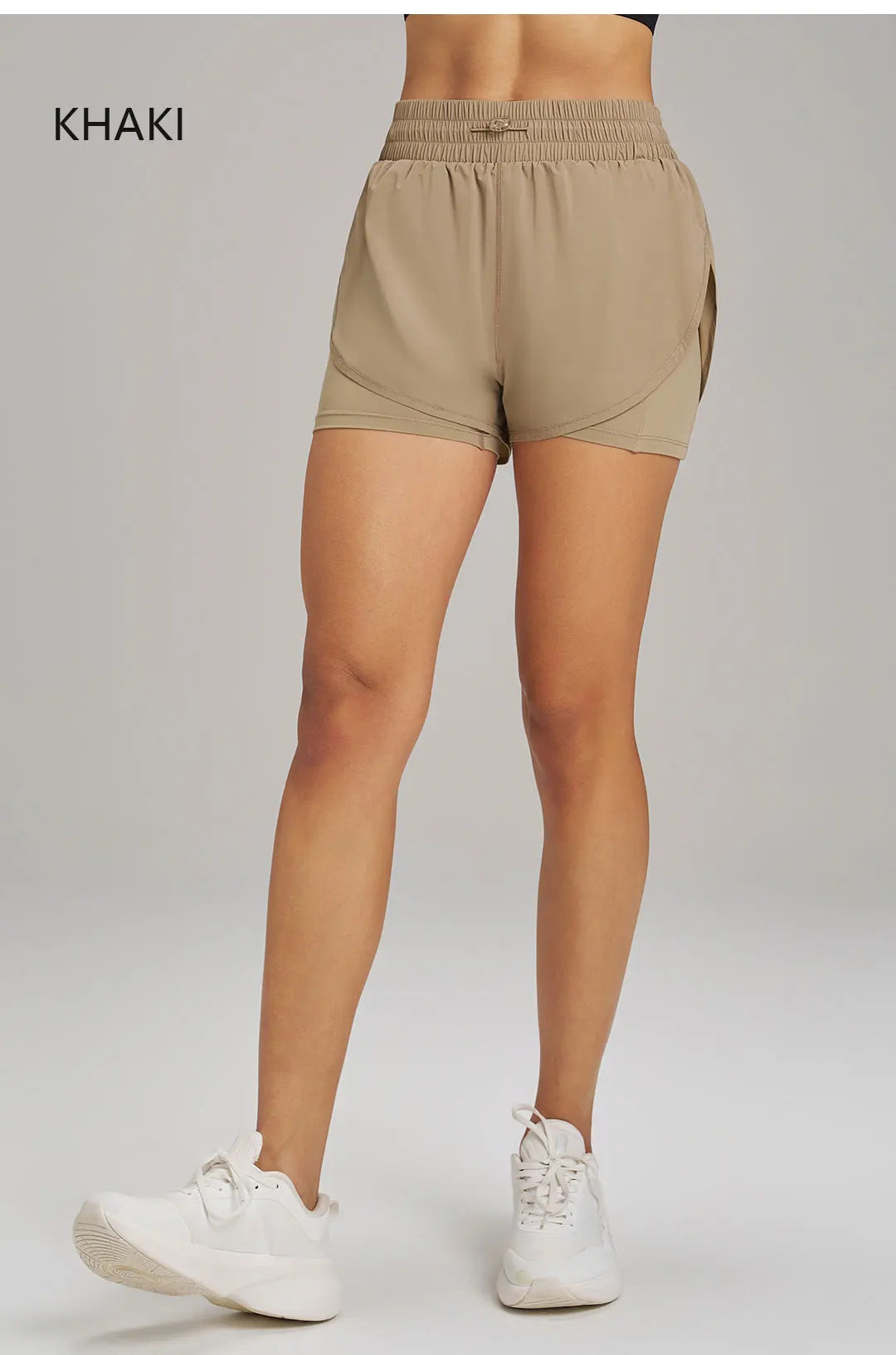 Yoga Shorts Sports Fitness Shorts High Waist Running Fake Two Pieces Anti-Shine Shorts Women's Double Layer Training Leggings