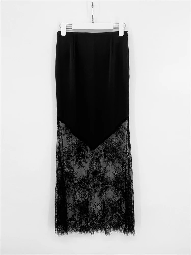 Patchwork Lace High Waist Maxi