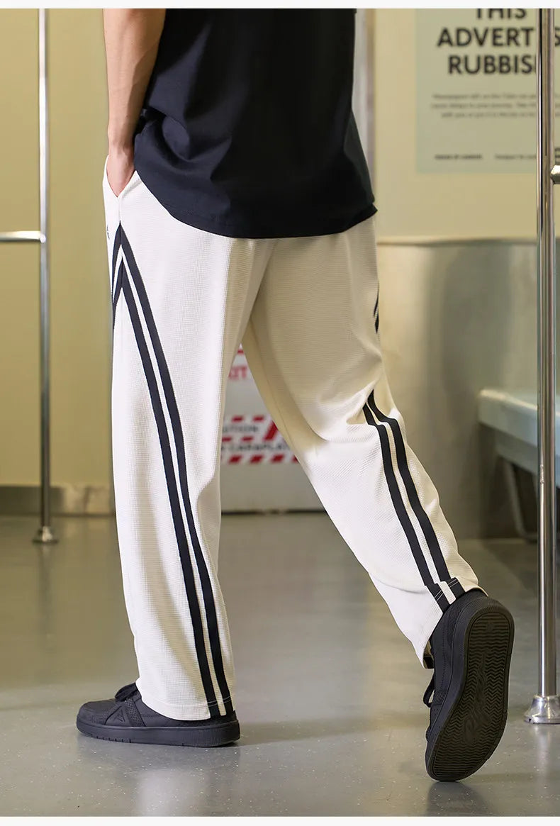 RIGORER 2026 New Straight Joggers Men Jogging Sweatpants Sportswear Knit Tracksuit Sports Pants Trousers Wide Leg Clothing