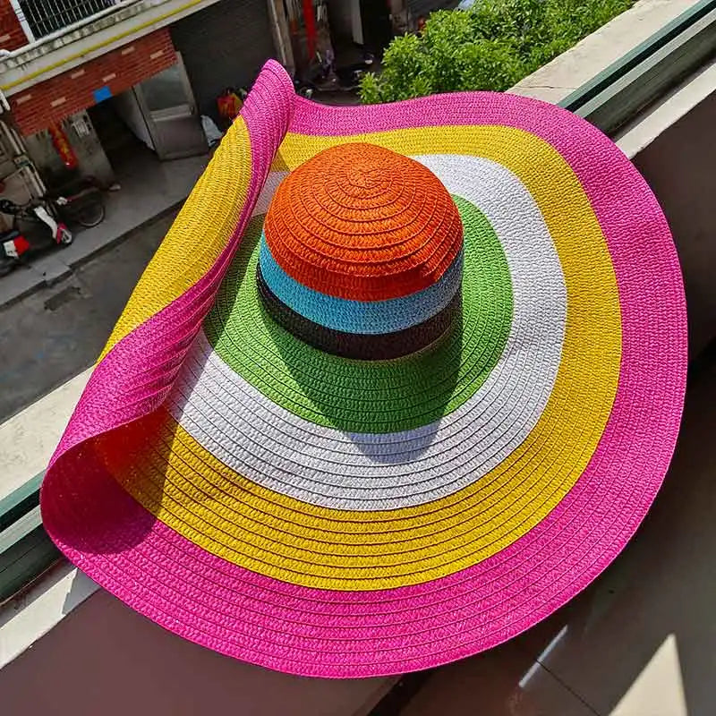 60cm Oversized Foldable Straw Sun Hat