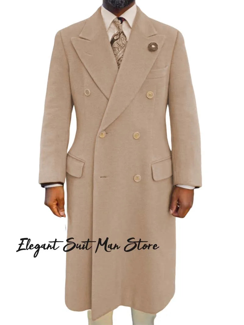 Double Breasted Peak Lapel Overcoat