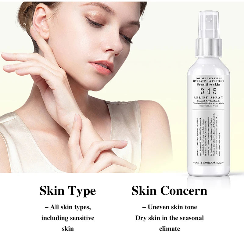345 Skincare Set With Eye Cream Moisturizing Cream Relief Spray Hydrating Soothing Brightening For All Skin Types Sensitive Skin
