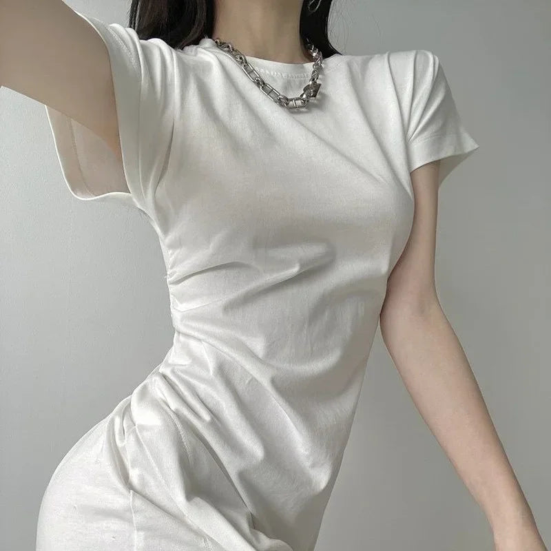 Chic Minimalist White Midi Dress