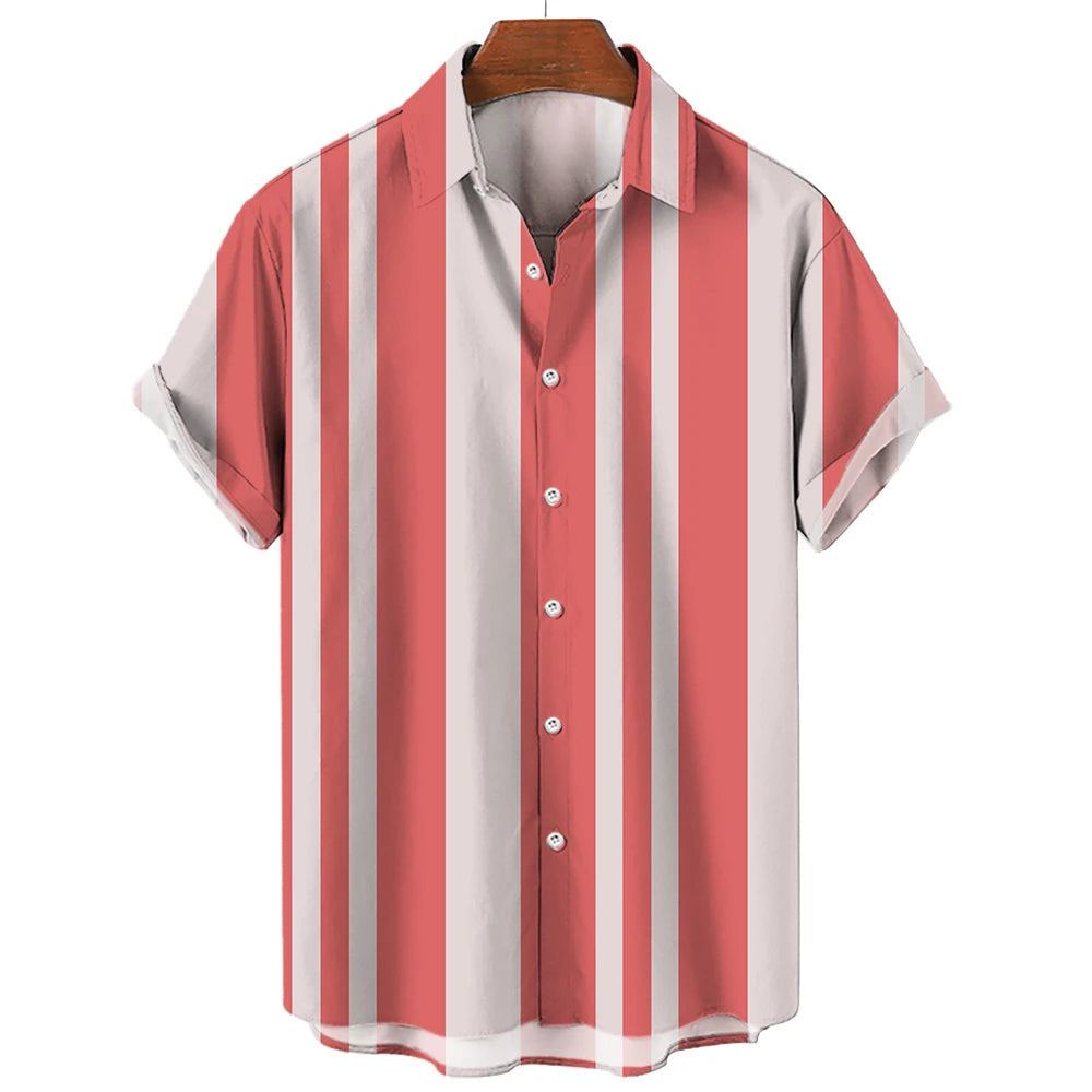 Striped Hawaiian Casual Shirt Men