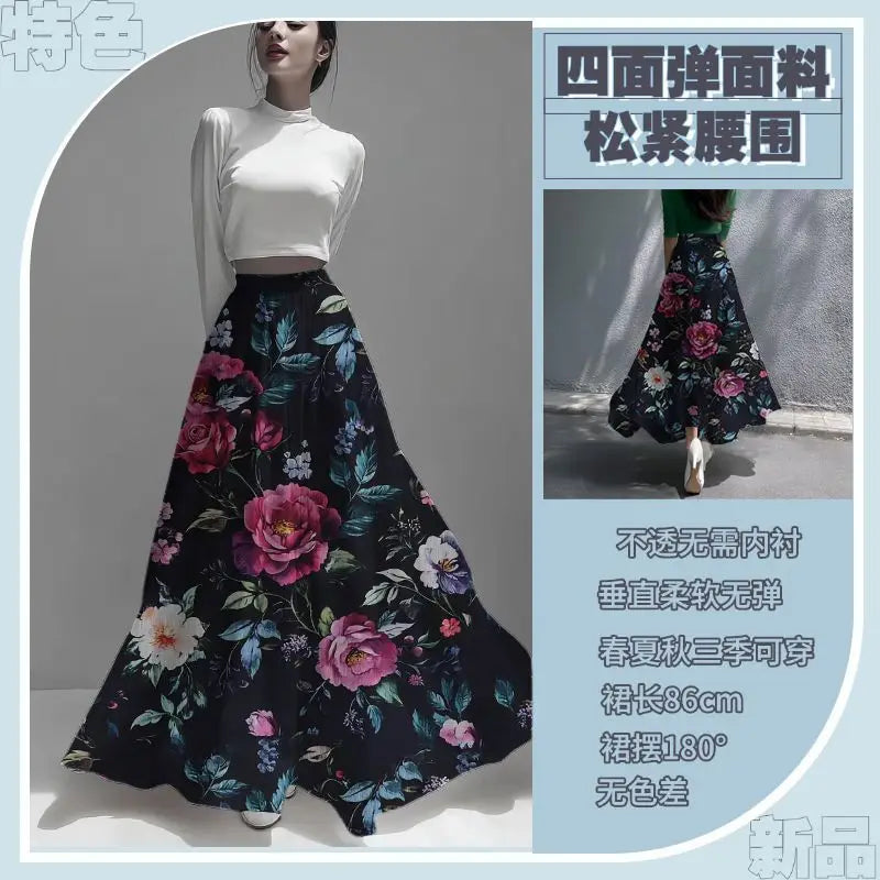 Women's Skirts Niche Specialty Fancy Skirts Versatile Bot Large Swings Fashionable Floral Skirts