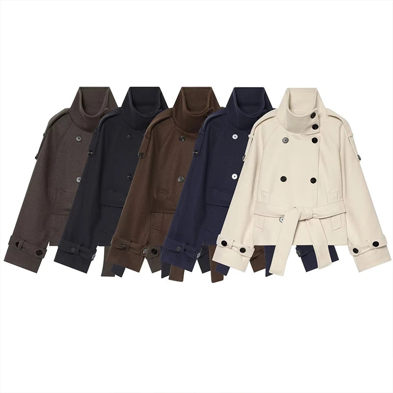 New Women's Jackets & Coats Autumn 2026 Fashion Loose Belt Elegant Turtleneck Warm Winter Jackets Women's Chic Youth Street Coat