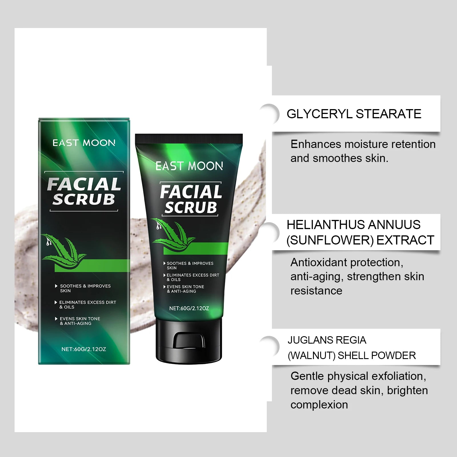 Men's Deep Cleansing Facial Scrub Non-Tight Exfoliating Skin Refreshing Face Care for Men