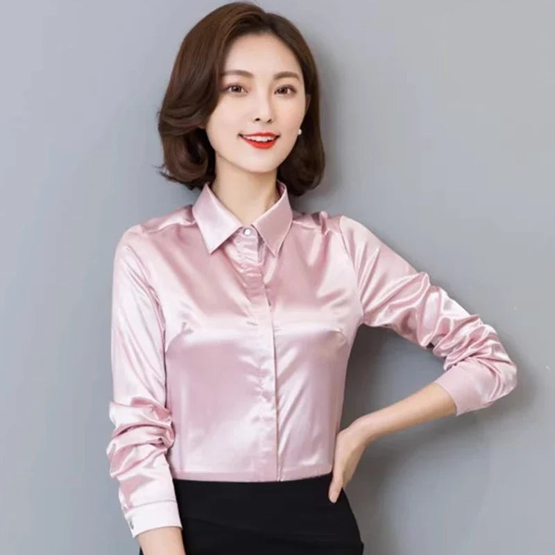 Elegant Satin Silk Office Blouse