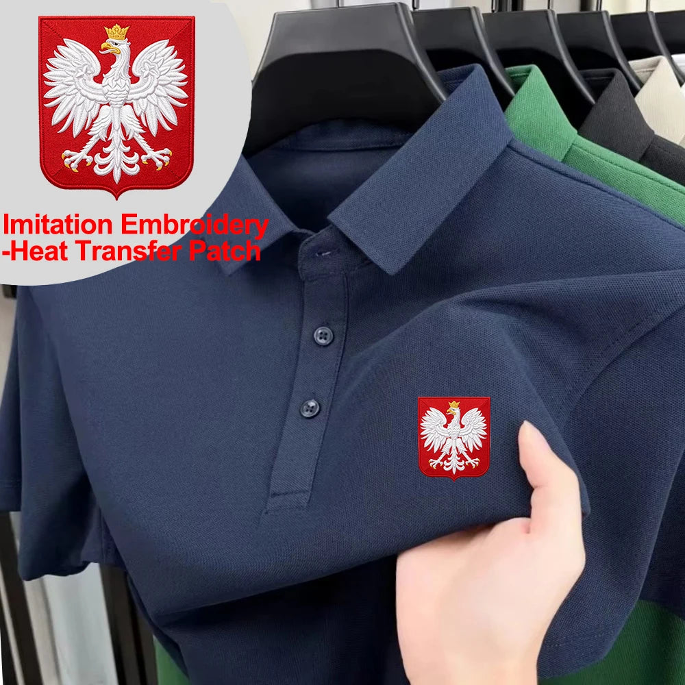 Poland Coat Of Arms Print Polo Shirt Mens Casual Breathable Lapel Tops Basic Short Sleeve T-Shirts Summer Commuting Male Clothes