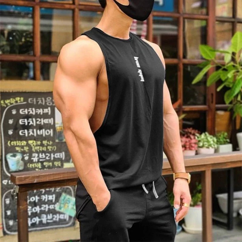 Men's Gym Clothing Summer Casual Tank Top Bodybuilding Sleeveless Shirt Sports Quick Dry Fitness Vest Workout Running Undershirt