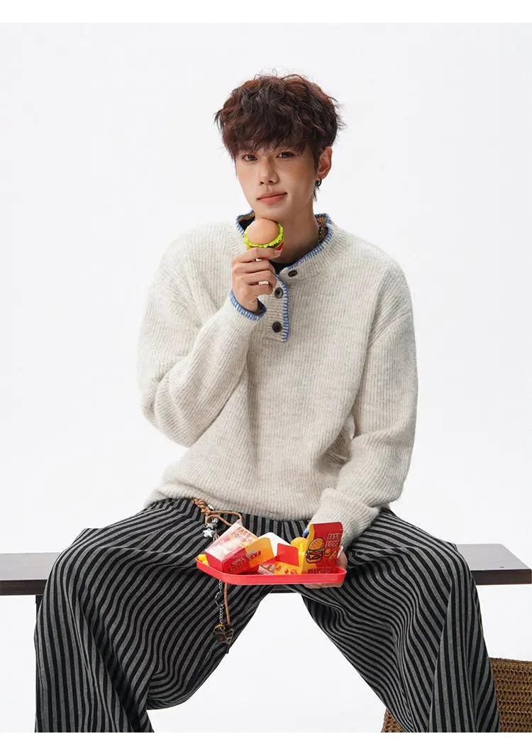 Korean Button Knit Pullover