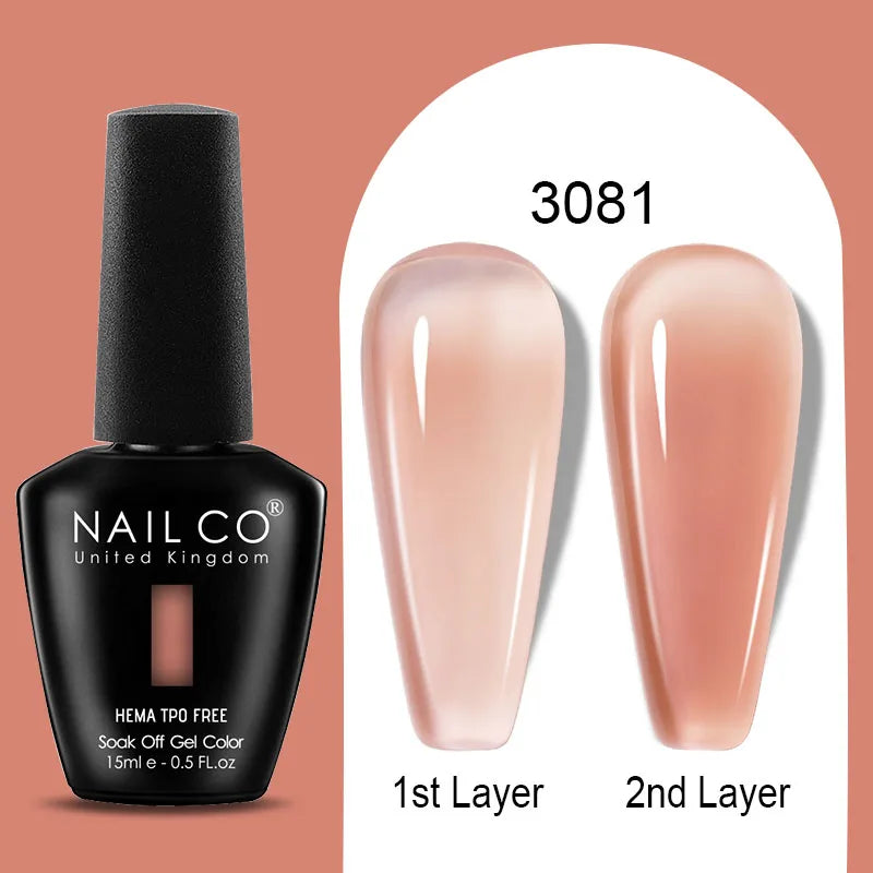 NAILCO 15ml Colorful Jelly Gel Nail Polish Gorgeous Color HEMA TPO FREE Soak Off UV LED Semi Permanent Long Wear Gel Varnish