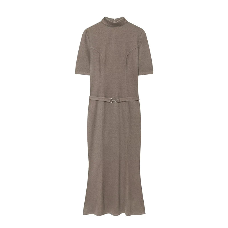 Elegant Belted Casual Midi Dress