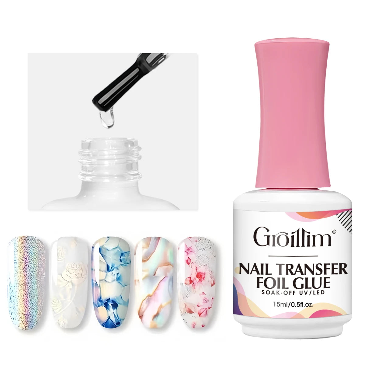 Nail Art Foil Glue, a Nail Glue Transfer Adhesive for Foil Stickers, Suitable for DIY Nail Art, Requires LED Lighting.